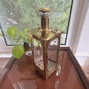Vintage Brass and Glass Music Box (Needs Repair) Decanter with Cork Stopper